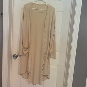 Beige Button-Down Cardigan